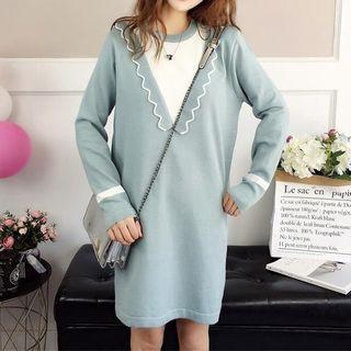 Color Block Mini Sweater Dress