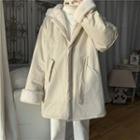 Fluffy-lined Hooded Zip Coat