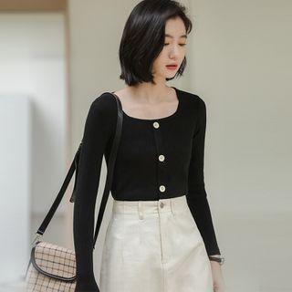Ribbed Knit Top Black - One Size