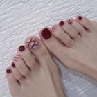 Geometric Pattern Faux Nail Patch Red - One Size
