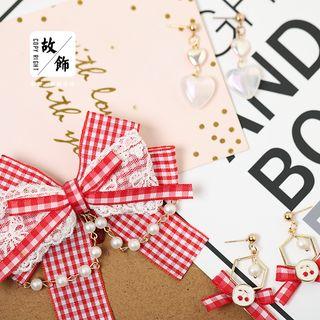Plaid Bow / Faux Pearl Earring (various Designs)