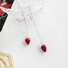 Alloy Strawberry Dangle Earring Red - One Size