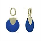 Disc Alloy Dangle Earring 1 Pair - Dangle Earring - Silver Pin - Blue - One Size