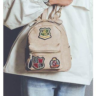 Faux Leather Appliques Mini Backpack
