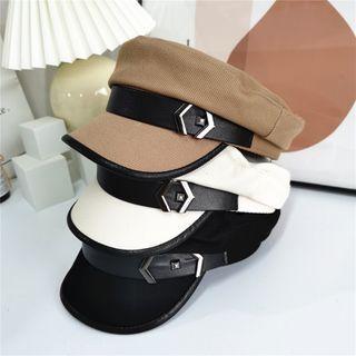 Faux-leather Panel Belted Beret