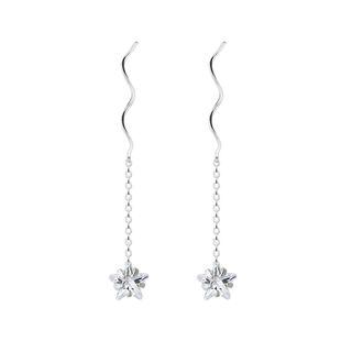 925 Sterling Silver Rhinestone Swirl Dangle Earring As Shown In Figure - One Size