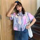 Short Sleeve Color Block Print Shirt