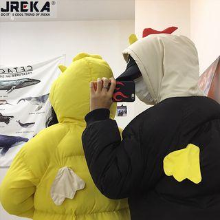 Couple Wing-accent Hooded Puffer Jacket