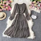 Round-neck Printed Long-sleeve Dress