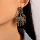 Lotus Rhinestone Alloy Dangle Earring 1 Pair - 21187 - Blue - One Size