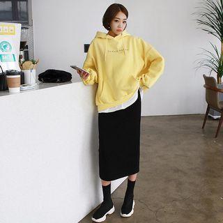 Tall Size Brushed-fleece Lined Letter Oversized Hoodie