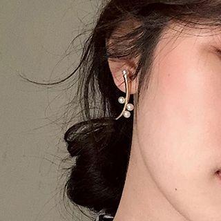 Faux Pearl Horn Earring 1 Pair - As Shown In Figure - One Size