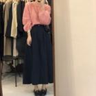 Balloon-sleeve Sweater / Midi A-line Skirt