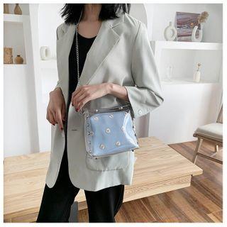 Flower Embroidered Transparent Crossbody Bag