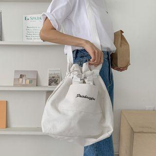 Letter-embroidered Cross Bucket Bag