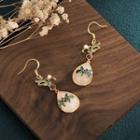 Faux Gemstone Alloy Drop Earring Cp97 - 1 Pair - Gold & White - One Size