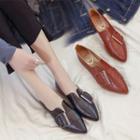 Faux Leather Low-heel Pointed Loafers