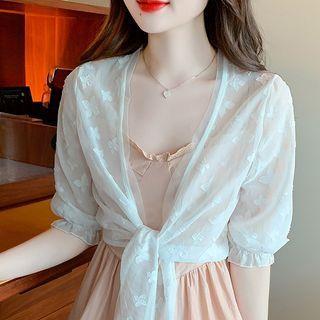 Short-sleeve Open Front Light Jacket