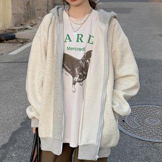 Long-sleeve Hooded Jacket Gray - One Size