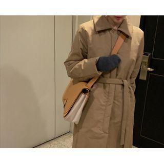 [dearest] Padded Long Coat With Sash (dark Beige) One Size