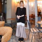 Color-block Flared Long Pullover Dress