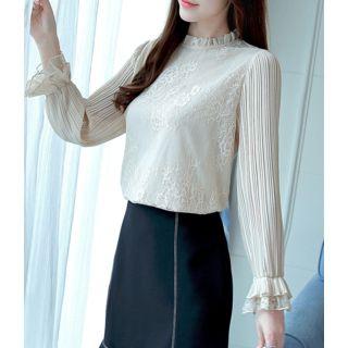 Long-sleeve Floral Lace Blouse