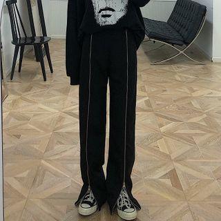High-waist Zip Straight Leg Pants