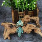 Leaf Pendant Necklace Hqnf-0096 - Tassel Leaves - Green - One Size