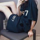 Set: Number Print T-shirt + Sweatshorts