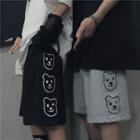Bear-print Straight-cut Shorts