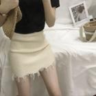Fray Mini Knitted Skirt