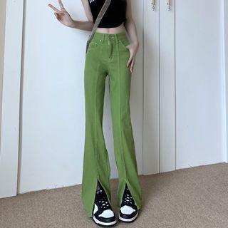 Bootcut Mid Rise Slit Jeans