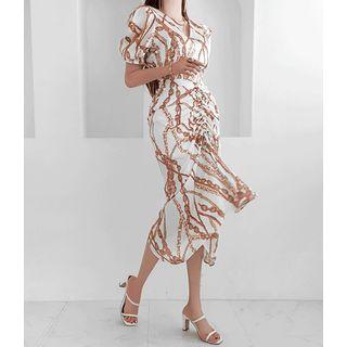 Scarf Print Long Mermaid Dress