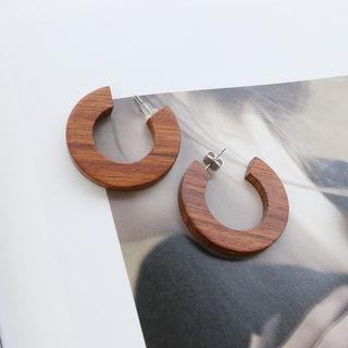 Wooden Earrings Brown - One Size
