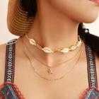 Alloy Starfish & Shell Layered Choker Necklace C04107 - One Size