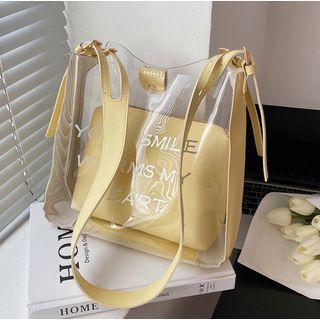Set: Lettering Pvc Bucket Bag + Pouch
