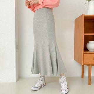 Plus Size Plain Maxi Mermaid Skirt