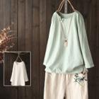 Frog Button 3/4-sleeve Top