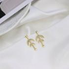 Rhinestone Geometric Dangle Earring 1 Pair - 925 Silver - Gold - One Size