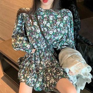 Floral Long-sleeve Playsuit Floral - Green - One Size