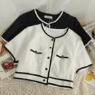 Contrasted Slim-fit Crop Shacket