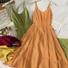 Sleeveless Plain Midi Dress In 8 Colors