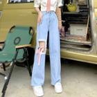 Cut-out High Waist Wide Leg Jeans