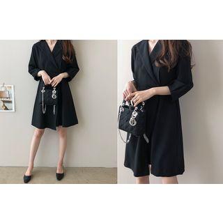 Notched-lapel Wrap-front Dress