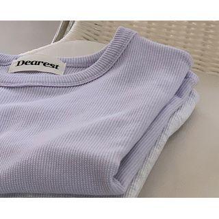 [dearest] Short-sleeve Waffle Top (lavender) One Size