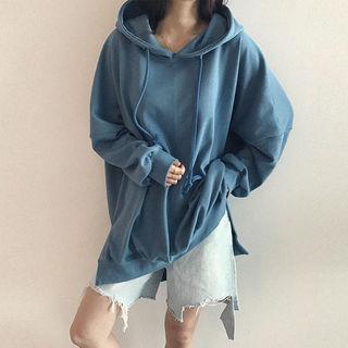 Hooded Dip-back Oversized Pullover