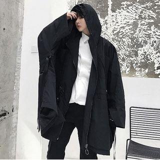 Oversized Buckled Hooded Zip Jacket