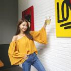 Strappy Off-shoulder Bell-sleeve Top