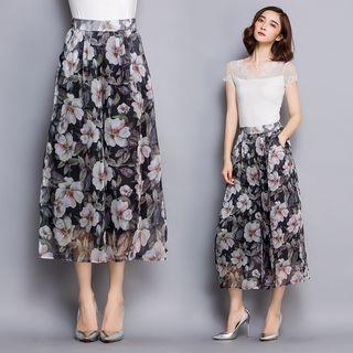 Floral Cropped Wide-leg Pants