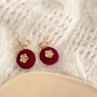 Bow Flower Fabric Dangle Earring 1 Pair - Red - One Size